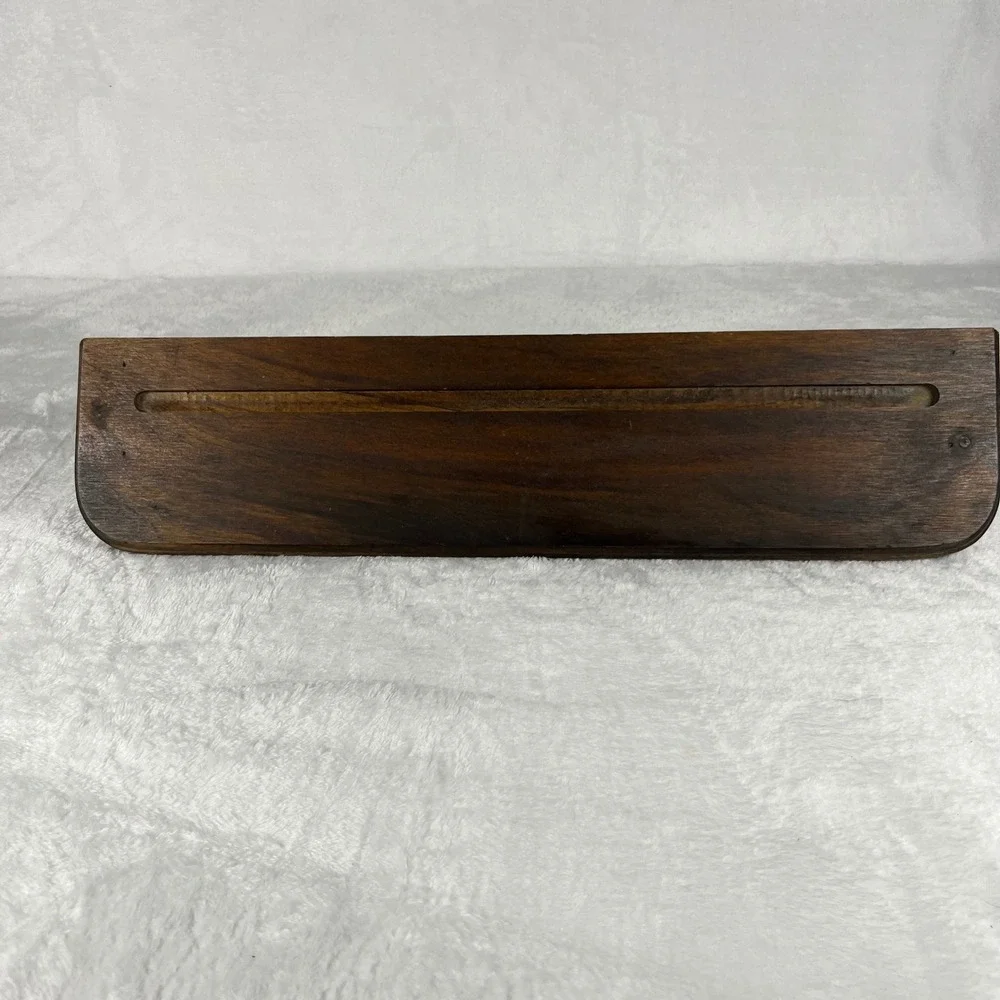 Vintage Wooden Heart Wall Shelf Rustic Farmhouse Plate Groove Display Brown Wood